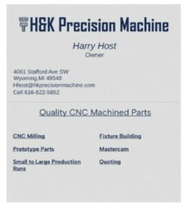 H & K Percision Machine 2024 ad